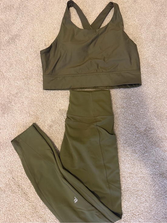 Fabletics Pants - Fabletics Olive Green High-Waist Leggings with Matching Crossback Sports Bra